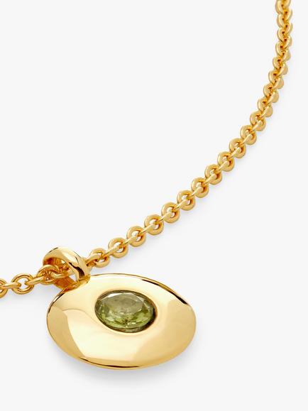 Monica Vinader Round Birthstone Pendant Necklace - view 2, Peridot/August