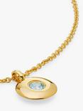 Monica Vinader Personalisable Round Birthstone Pendant Necklace, Aquamarine/March