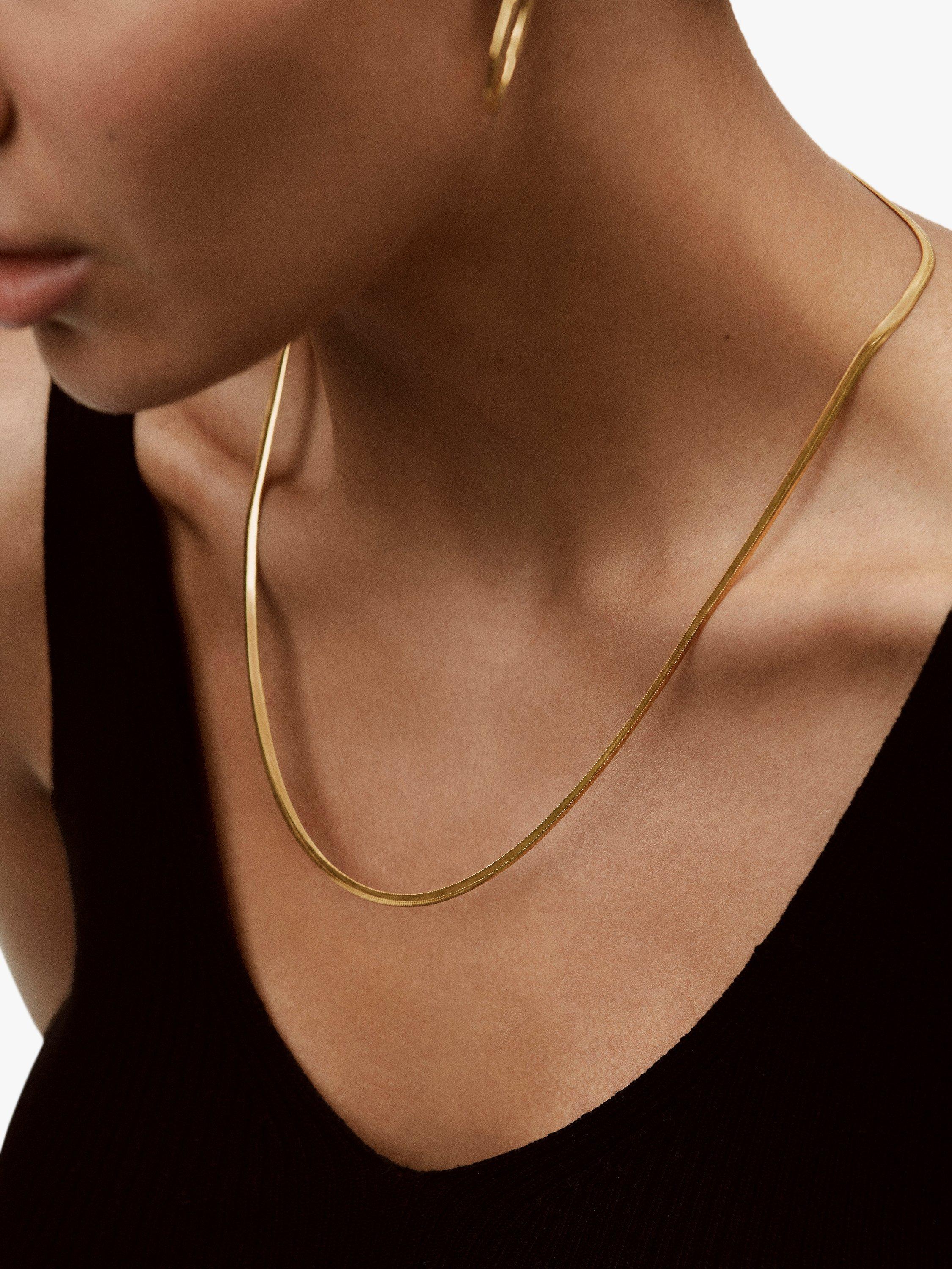 Product image 3 of 4, which shows Monica Vinader Snake Chain Necklace, Gold