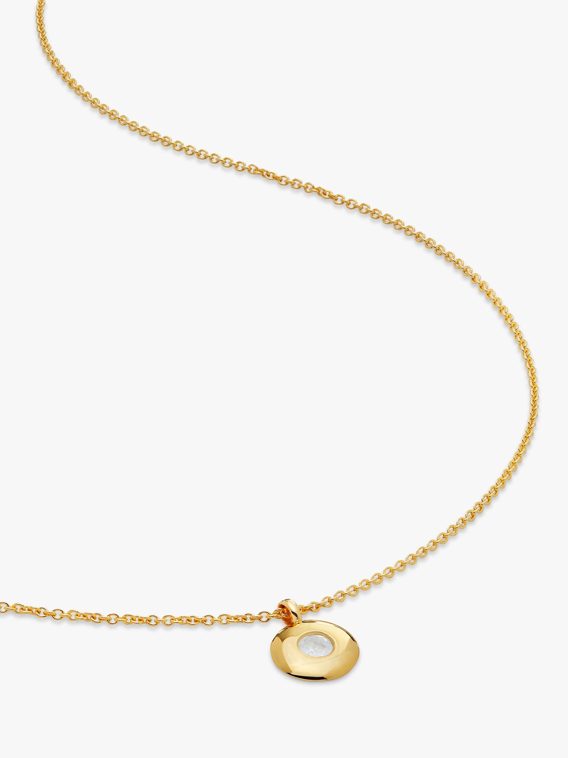Product image 1 of 4, which shows Monica Vinader Personalisable Round Birthstone Pendant Necklace, Moonstone/June