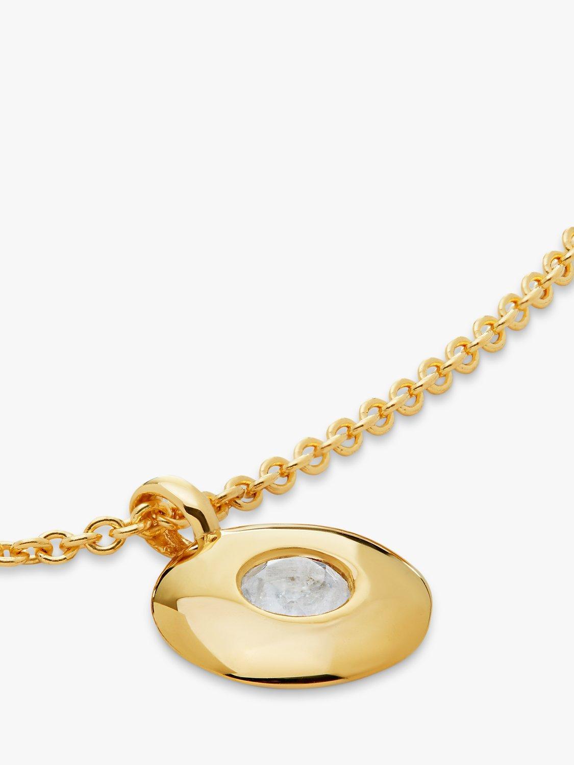 Product image 2 of 4, which shows Monica Vinader Personalisable Round Birthstone Pendant Necklace, Moonstone/June