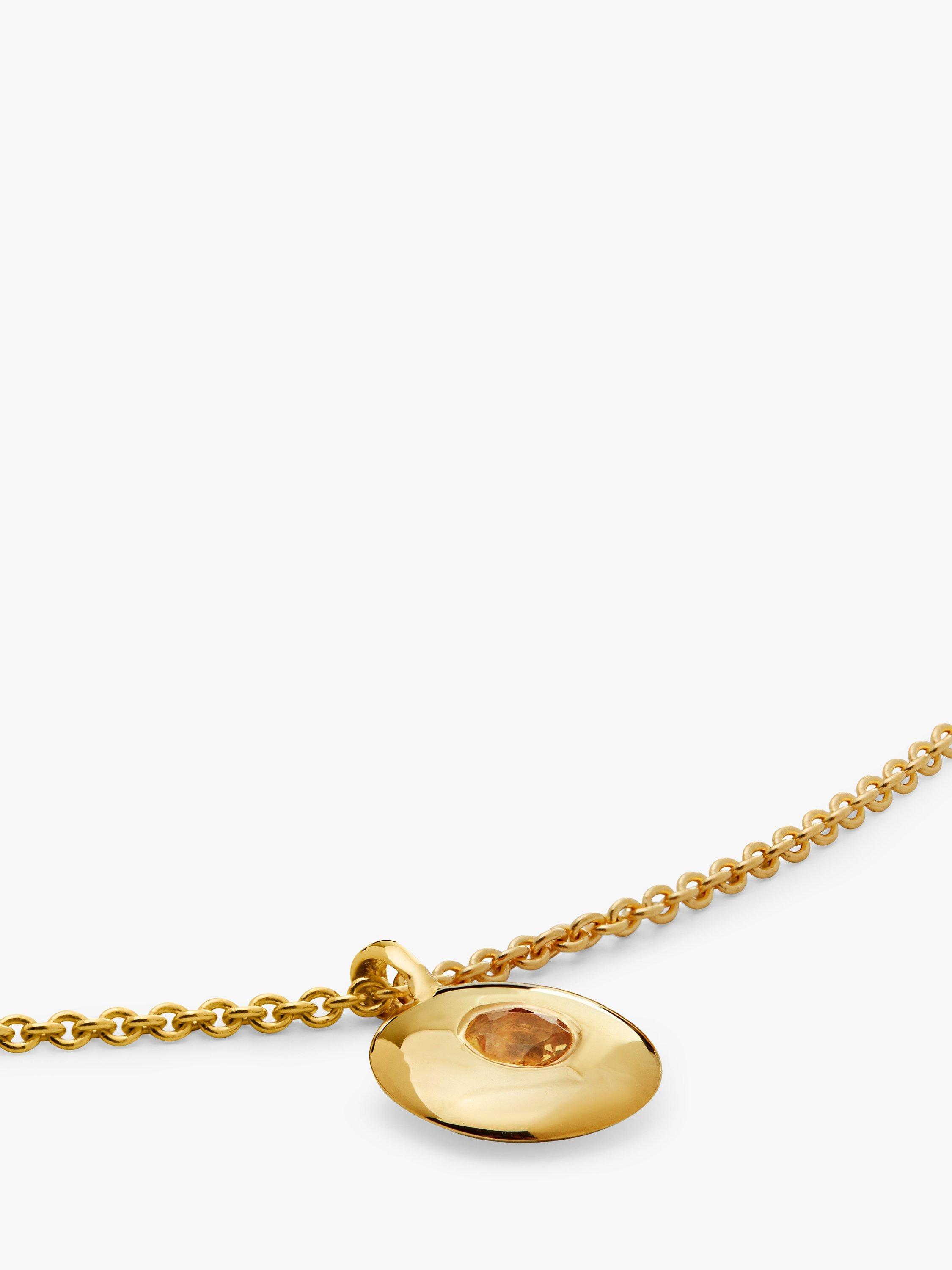 Product image 2 of 4, which shows Monica Vinader Personalisable Round Birthstone Pendant Necklace, Citrine/November