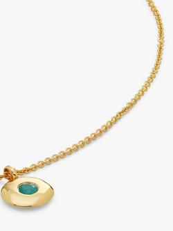 Monica Vinader Personalisable Round Birthstone Pendant Necklace - view 2, Emerald/May