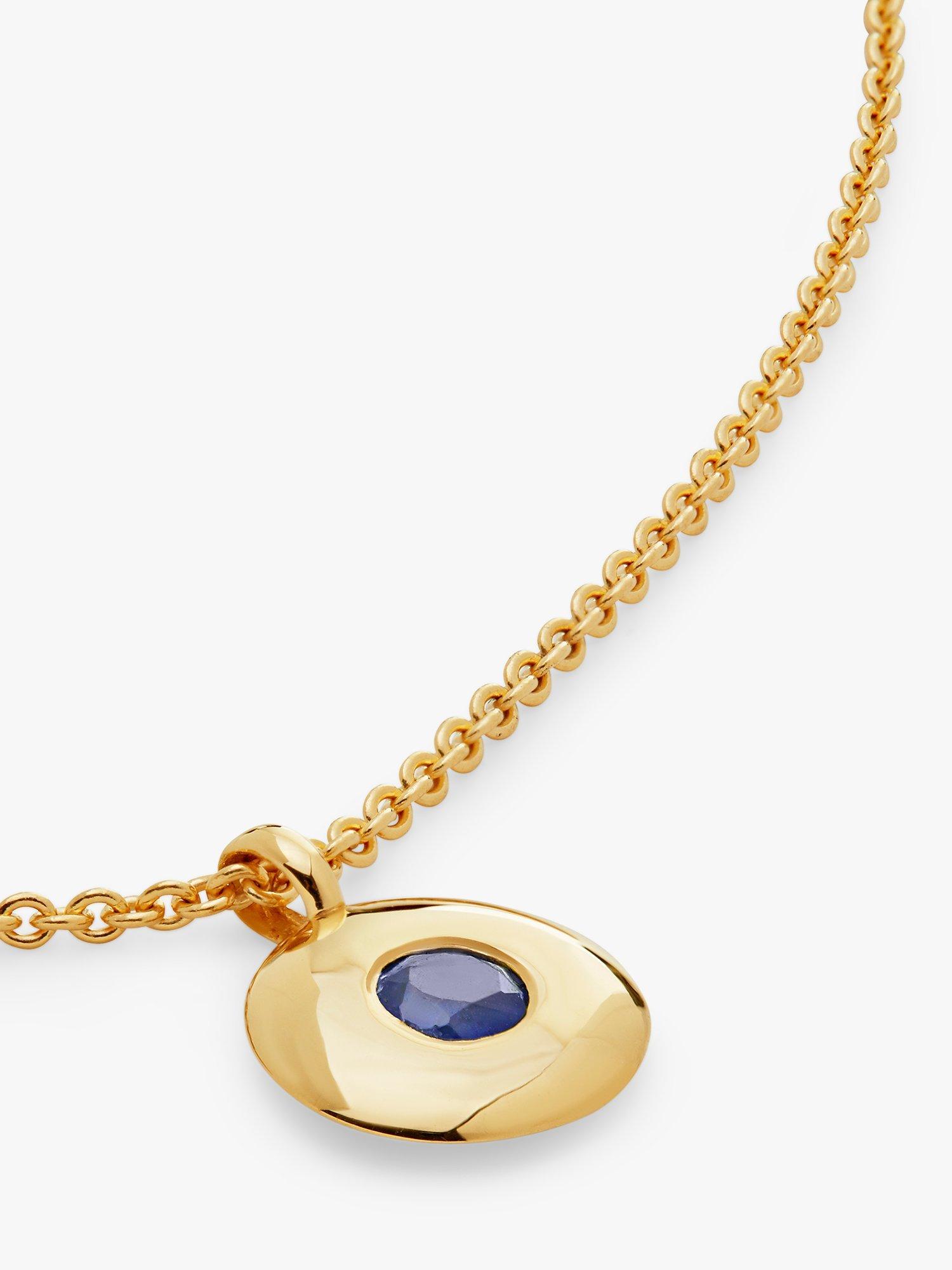 Product image 2 of 4, which shows Monica Vinader Personalisable Round Birthstone Pendant Necklace, Sapphire/September