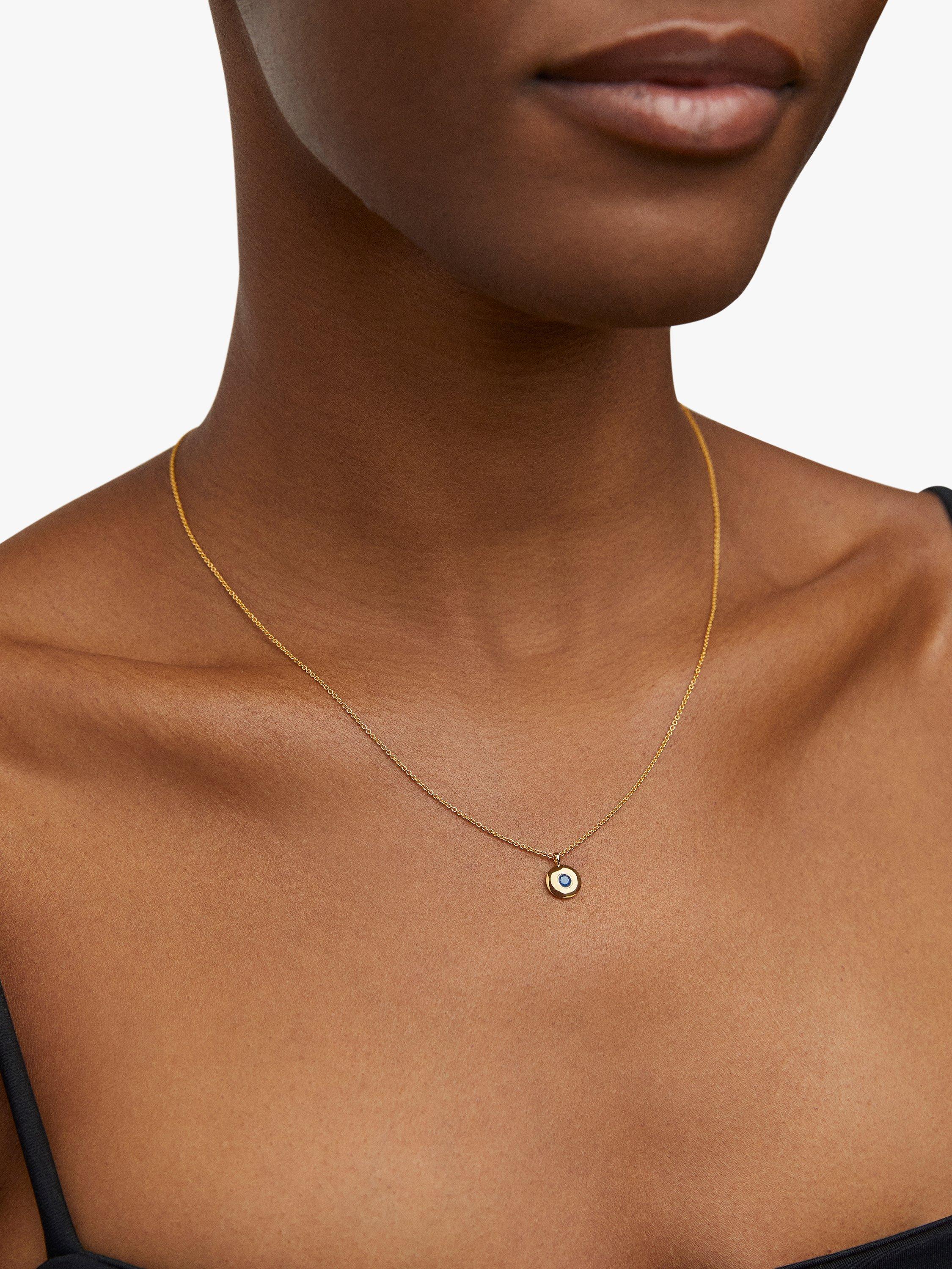 Product image 4 of 4, which shows Monica Vinader Personalisable Round Birthstone Pendant Necklace, Sapphire/September