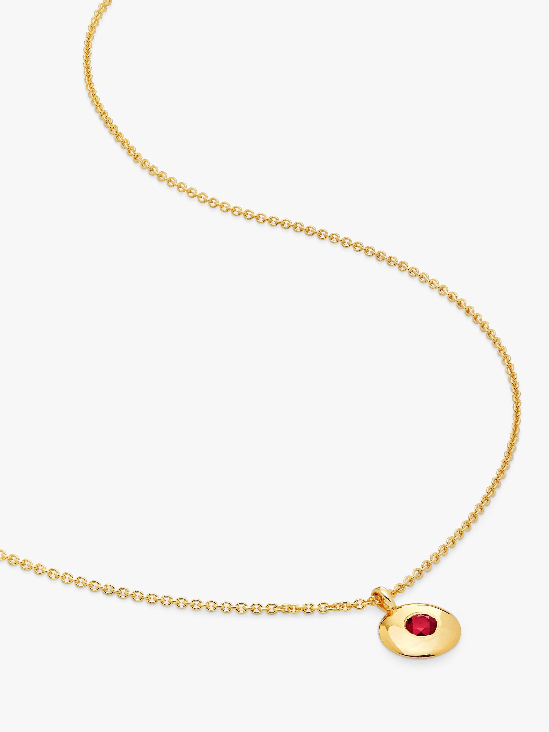Product image 1 of 4, which shows Monica Vinader Personalisable Round Birthstone Pendant Necklace, Garnet/January