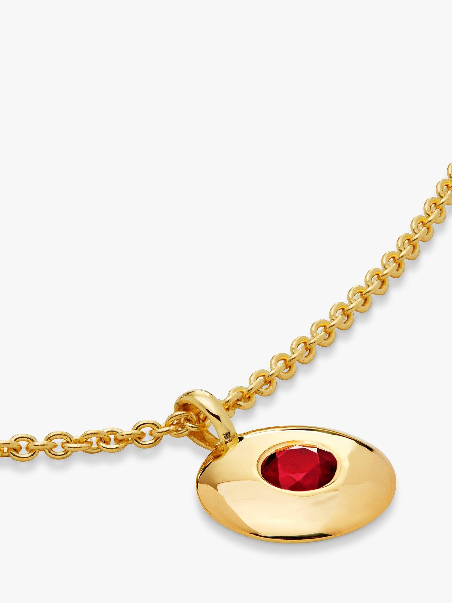 Product image 2 of 4, which shows Monica Vinader Personalisable Round Birthstone Pendant Necklace, Garnet/January