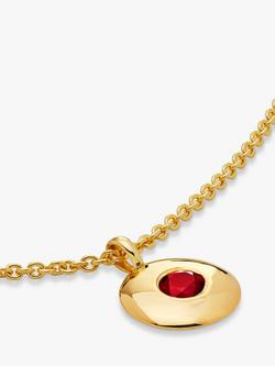 Monica Vinader Personalisable Round Birthstone Pendant Necklace - view 2, Garnet/January