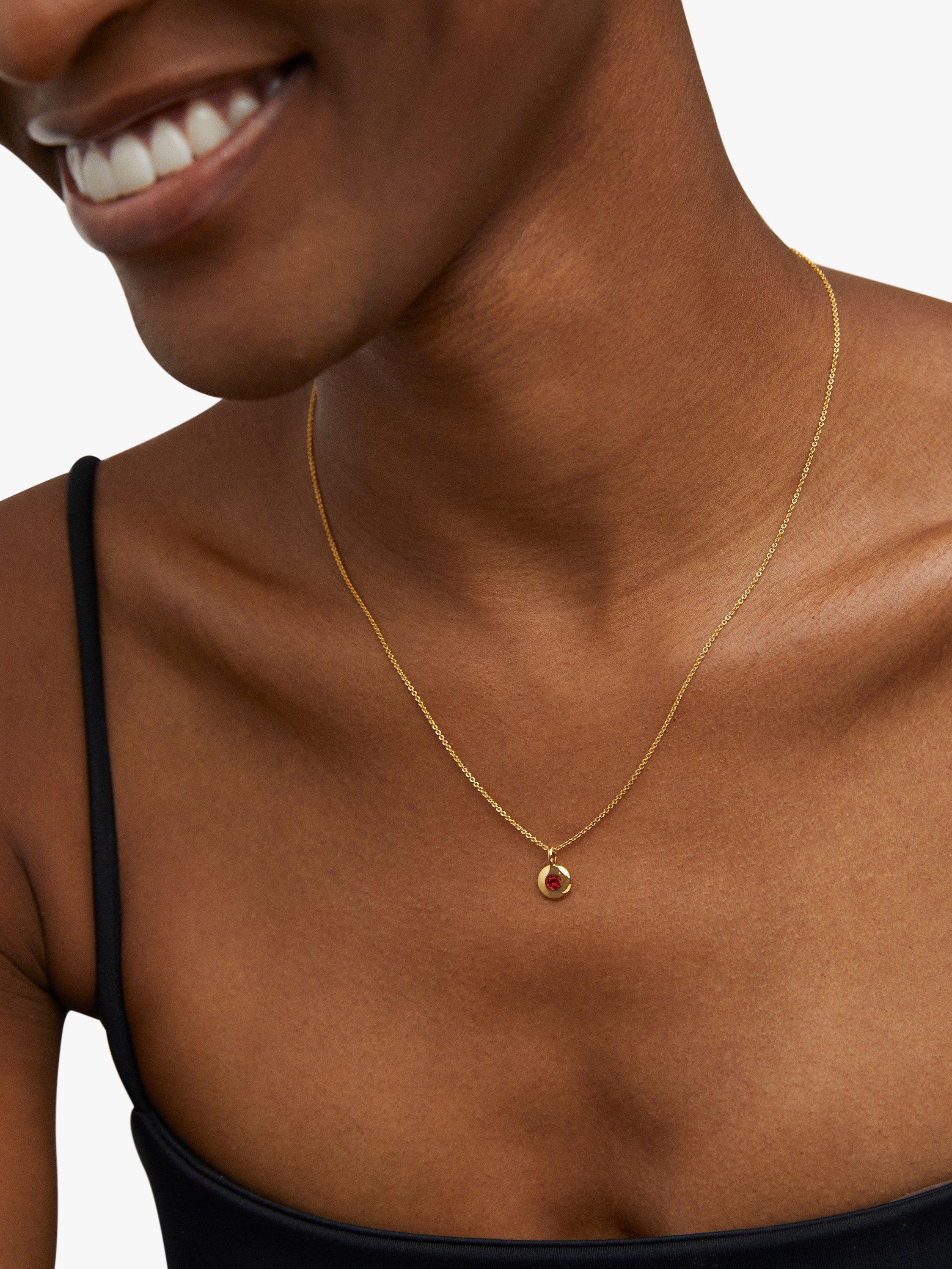 Product image 4 of 4, which shows Monica Vinader Personalisable Round Birthstone Pendant Necklace, Garnet/January
