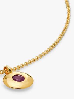 Monica Vinader Personalisable Round Birthstone Pendant Necklace - view 2, Ruby/July