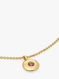 Monica Vinader Personalisable Round Birthstone Pendant Necklace, Pink Tourmaline/October