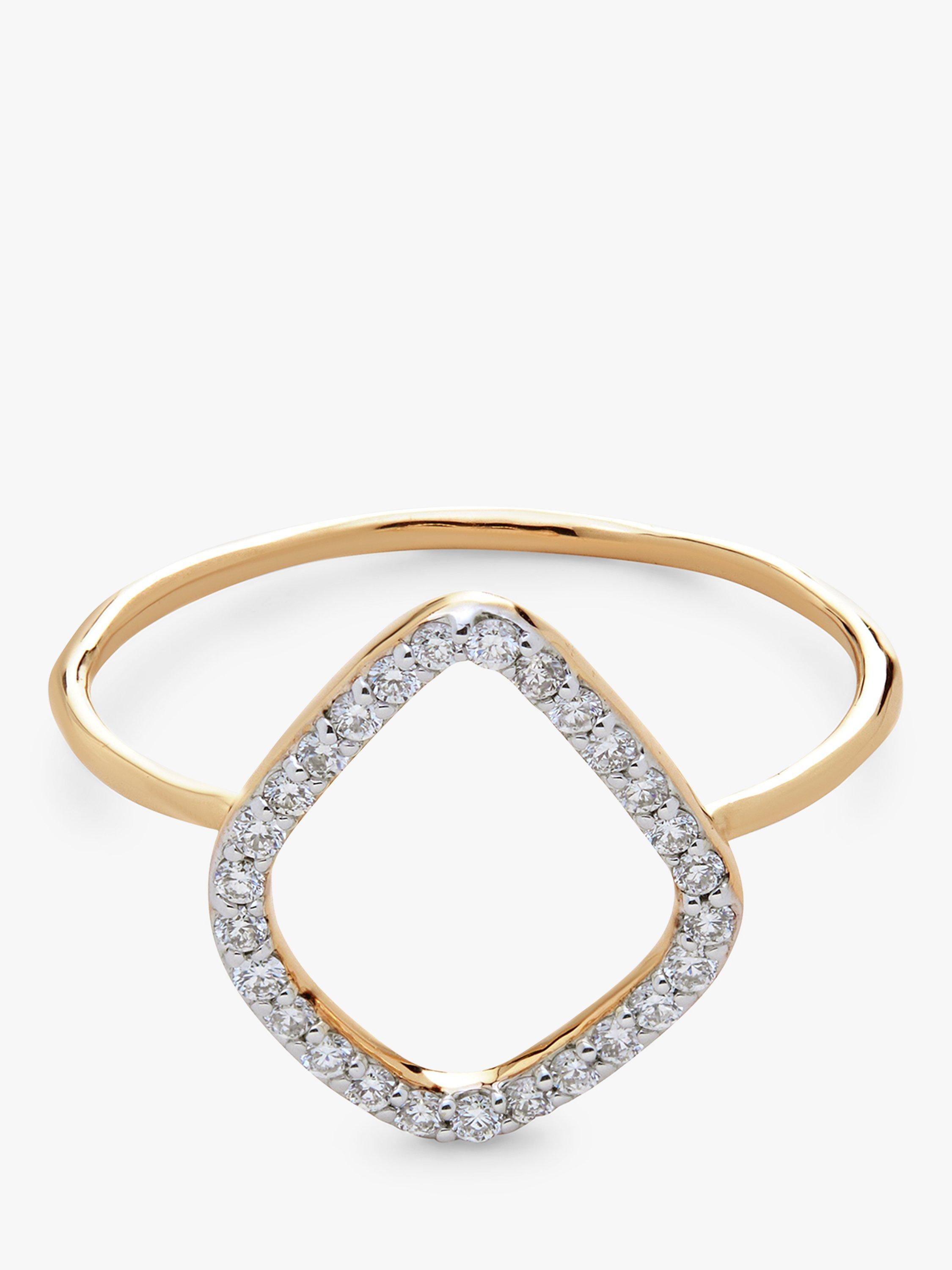 Product image 2 of 4, which shows Monica Vinader 14ct Yellow Gold Riva Diamond Kite Ring, Gold, S
