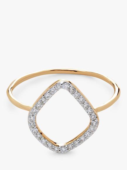 Monica Vinader 14ct Yellow Gold Riva Diamond Kite Ring, Gold - view 2, Gold