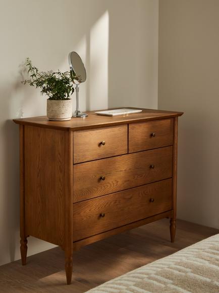 John Edwin 2+2 Drawer Chest, Stained Oak - view 2, Stained Oak