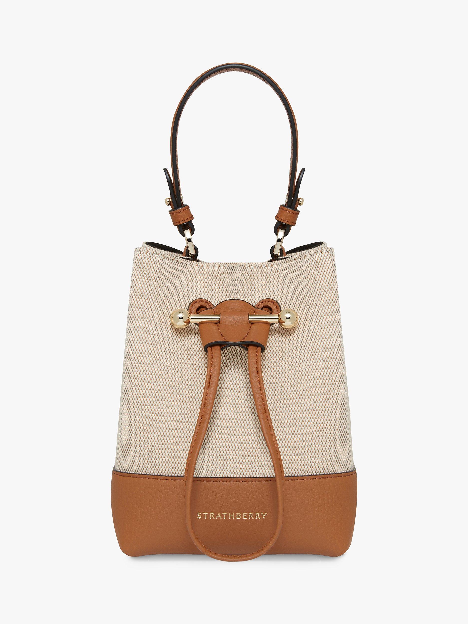 Strathberry Lana Osette Bucket Bag, Ecru/Tan