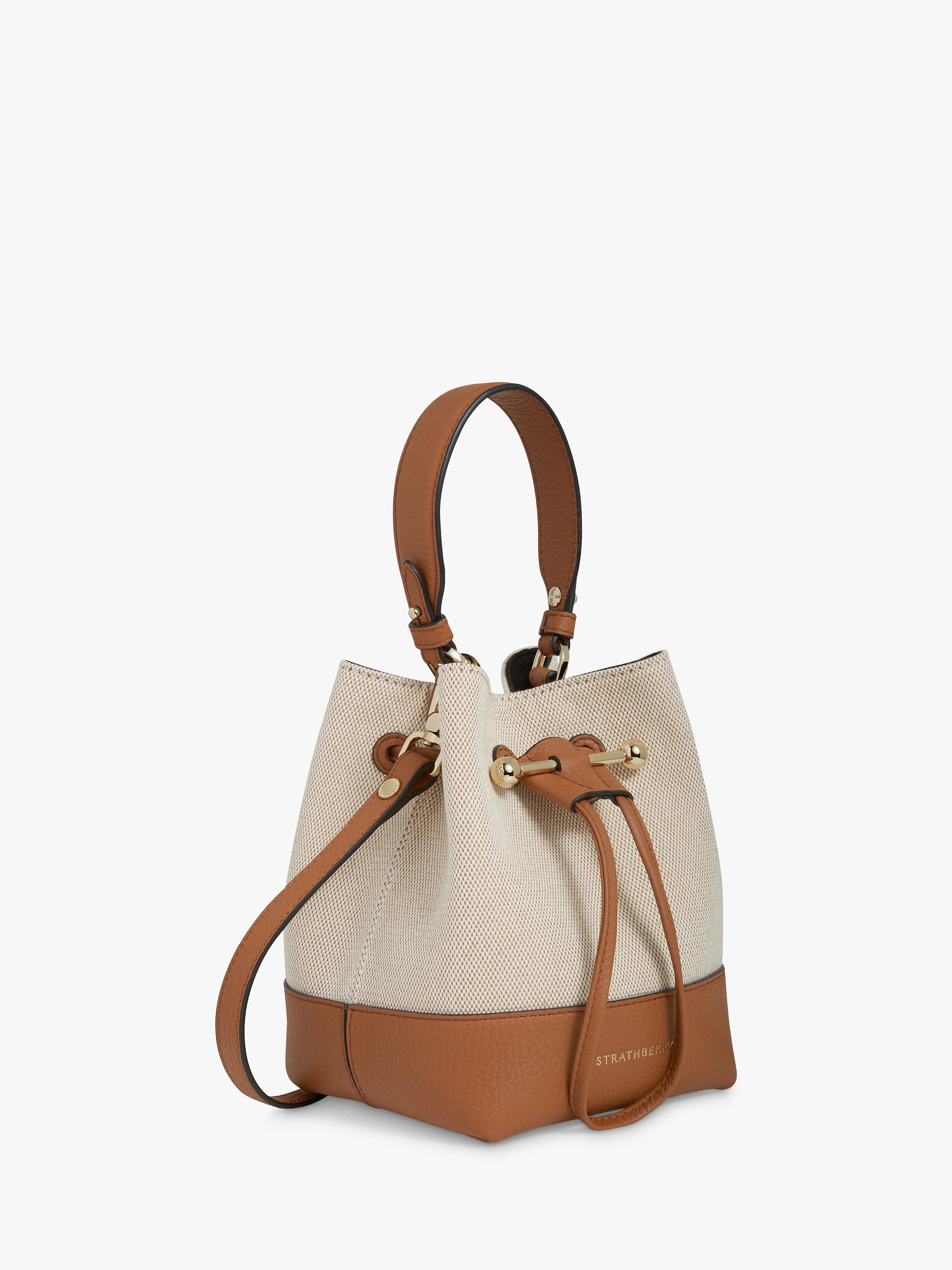 Strathberry Lana Osette Bucket Bag, Ecru/Tan