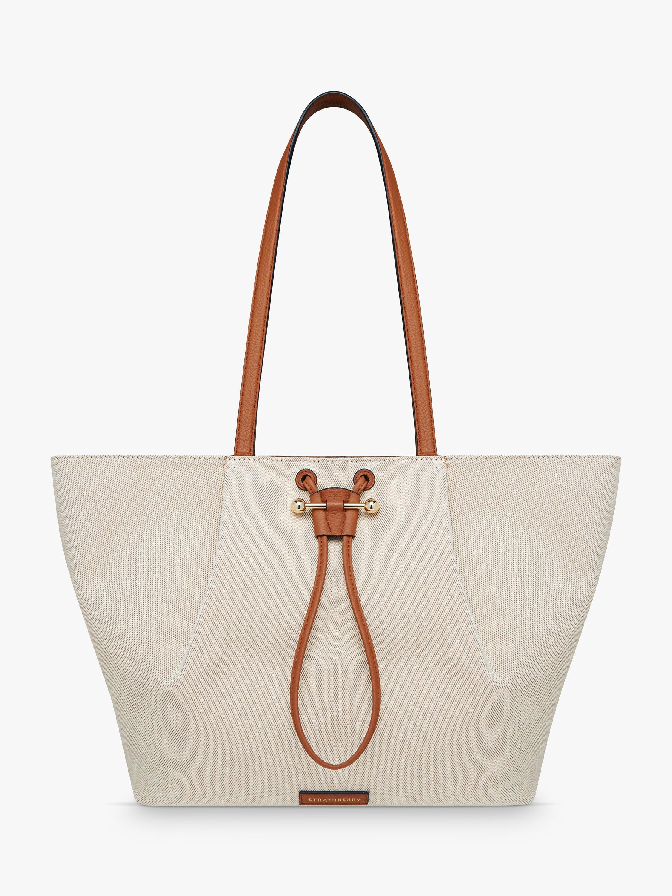 Strathberry Osette Canvas Shopper, Ecru/Tan