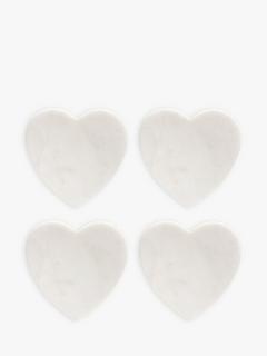 Culinary Concepts Marble Heart Coaster, Set of 4, White