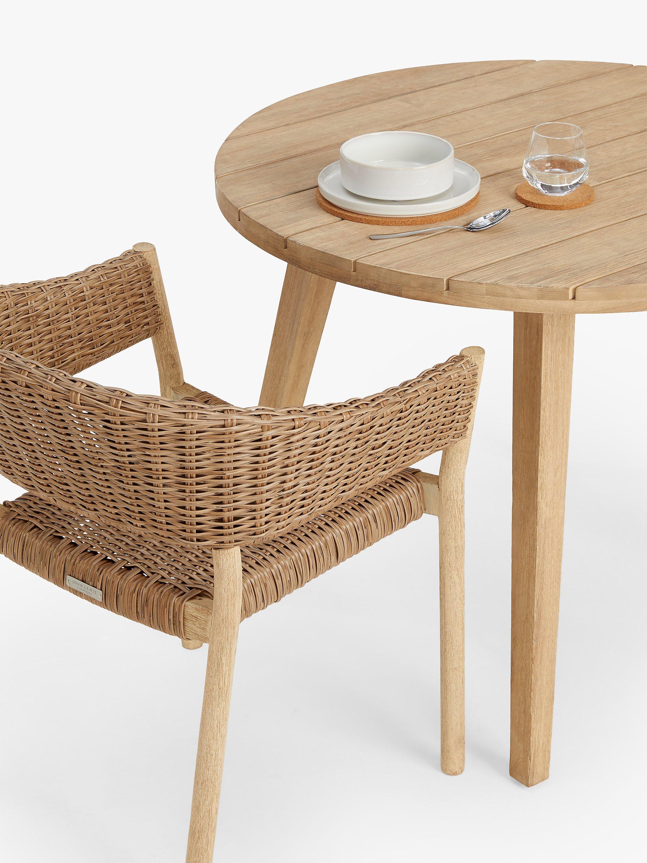John Lewis Burford Round Garden Dining Table 100cm FSC Certified Acacia Wood Natural