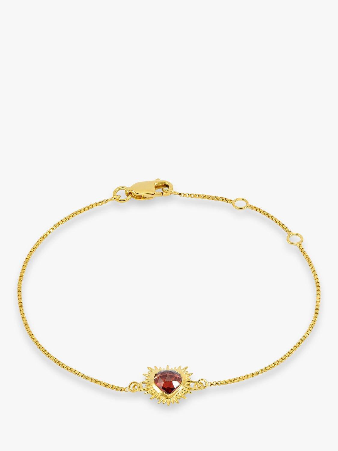 Product image 1 of 4, which shows Rachel Jackson London Electric Love Garnet Heart Bracelet, Gold