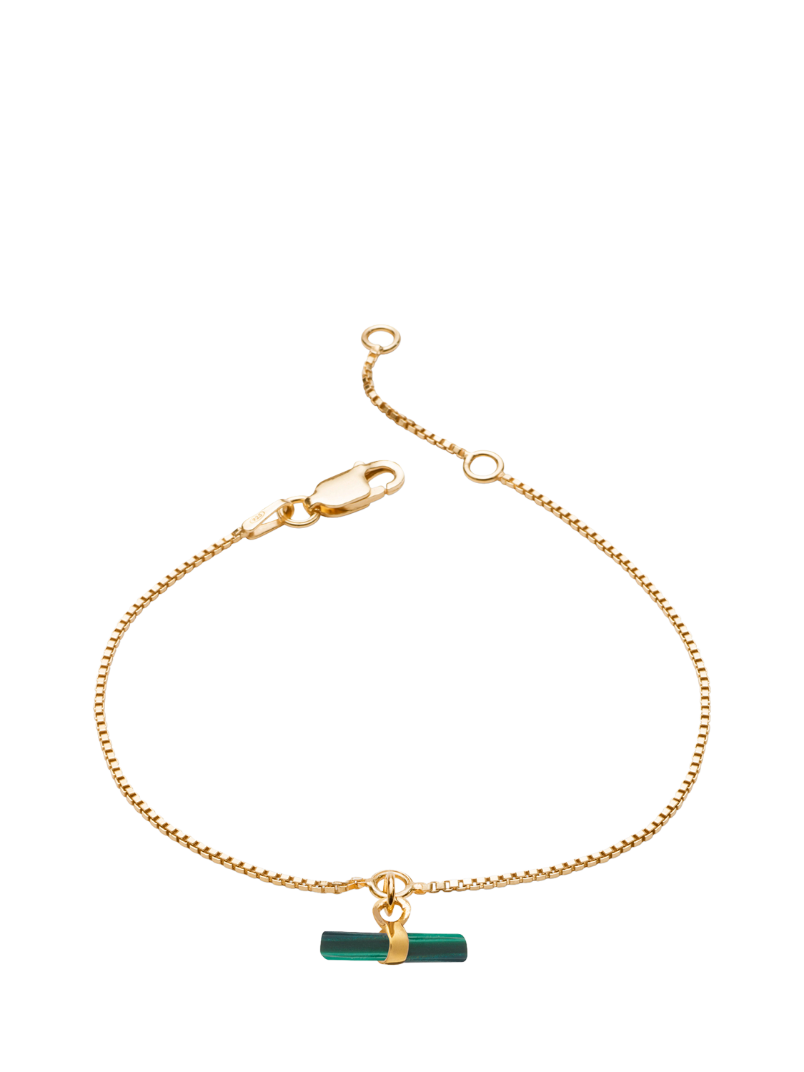 Product image 1 of 3, which shows Rachel Jackson London Mini Malachite T-Bar Bracelet, Gold