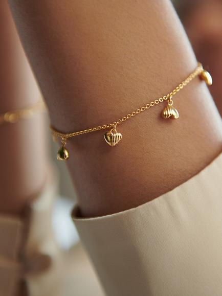 Rachel Jackson London Untamed Deco Hearts Bracelet - view 2, Gold
