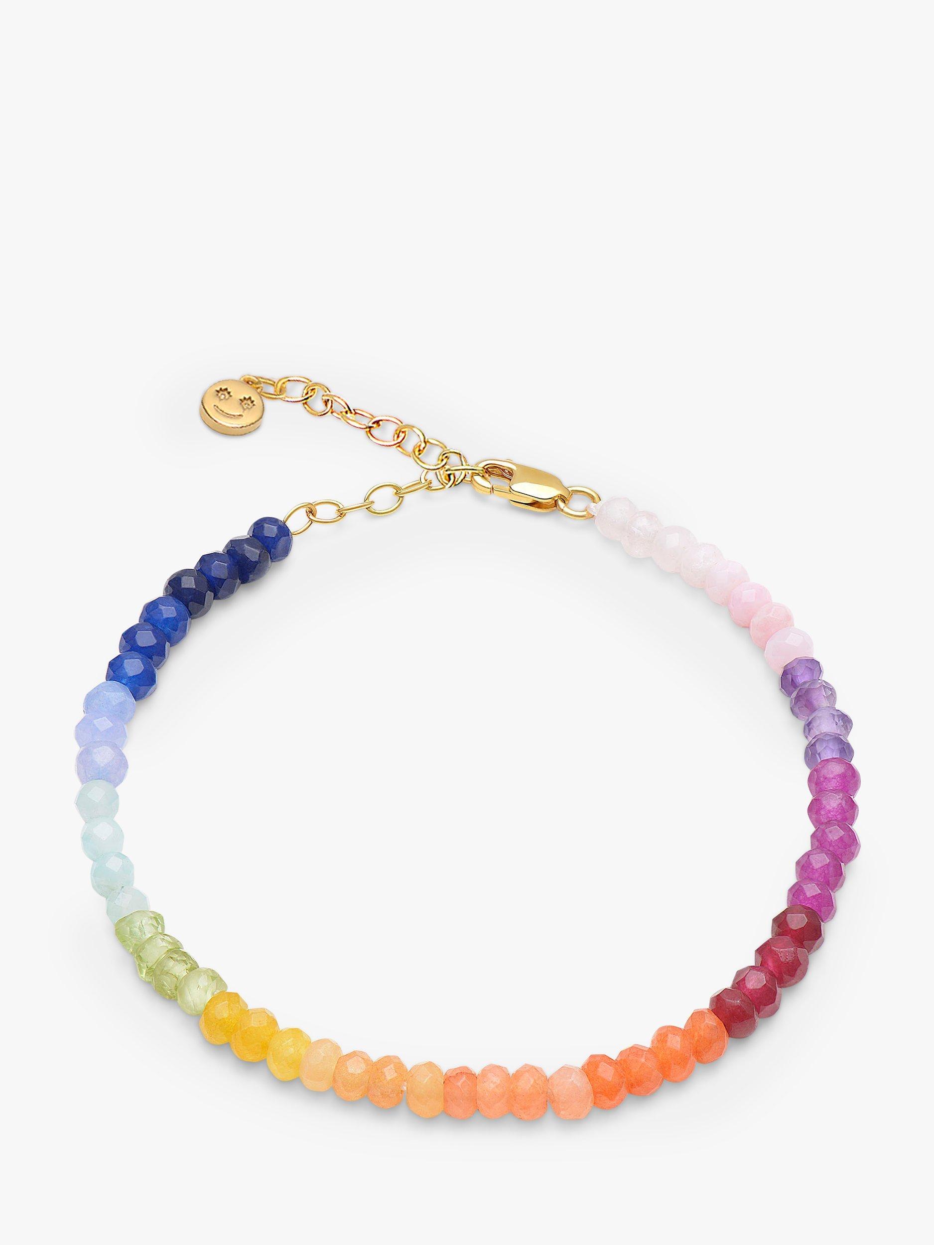 Product image 1 of 3, which shows Rachel Jackson London Rainbow Happy Face Gemstone Bracelet, Gold/Multi