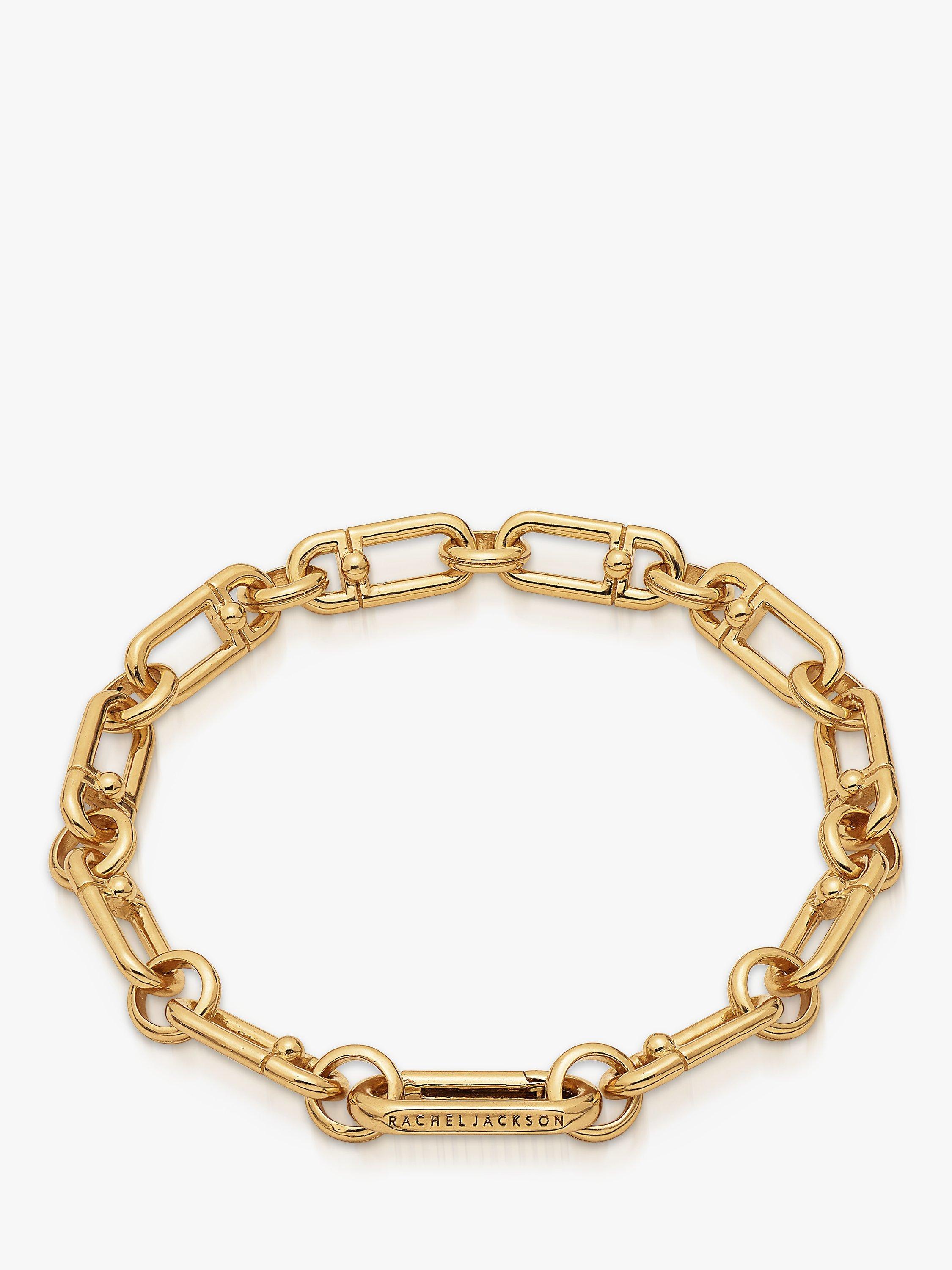 Product image 1 of 5, which shows Rachel Jackson London Medium Stellar Hardware Chain Bracelet, Gold