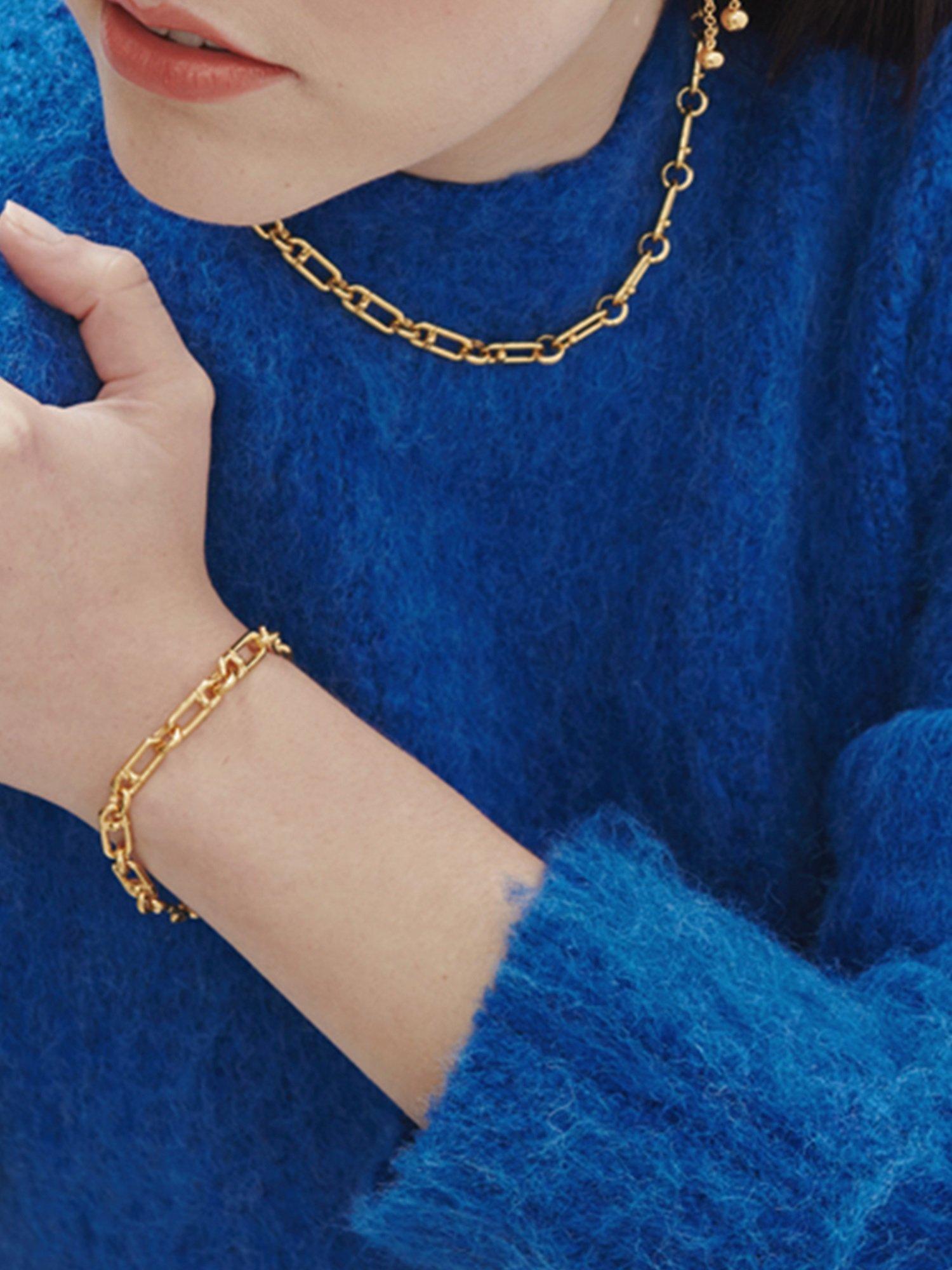 Product image 4 of 5, which shows Rachel Jackson London Medium Stellar Hardware Chain Bracelet, Gold