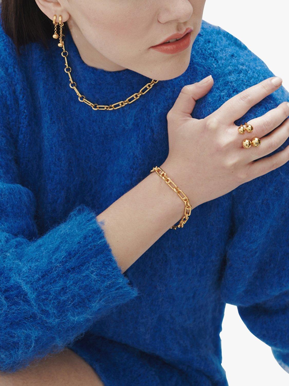 Product image 3 of 5, which shows Rachel Jackson London Medium Stellar Hardware Chain Bracelet, Gold