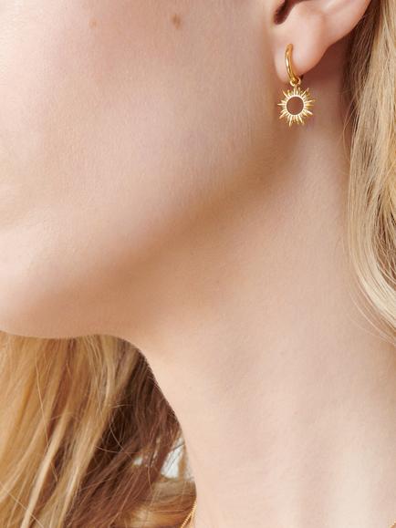 Rachel Jackson London Eternal Sun Mini Hoop Earrings - view 2, Gold