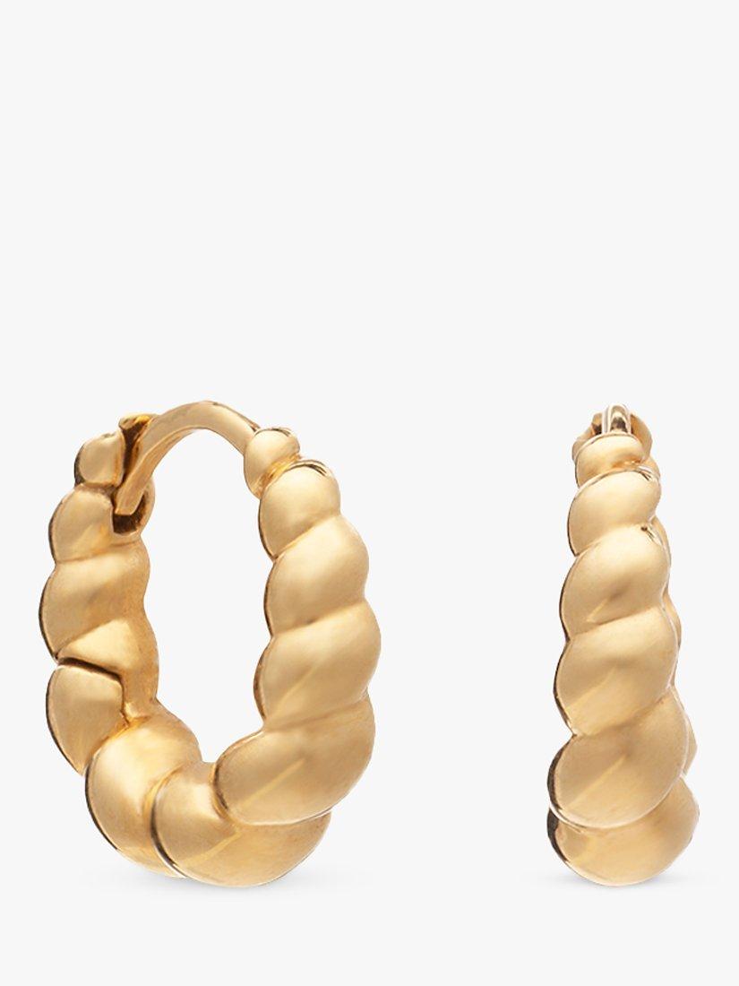 Product image 1 of 3, which shows Rachel Jackson London Chubby Twisted Huggie Hoop Earrings, Gold