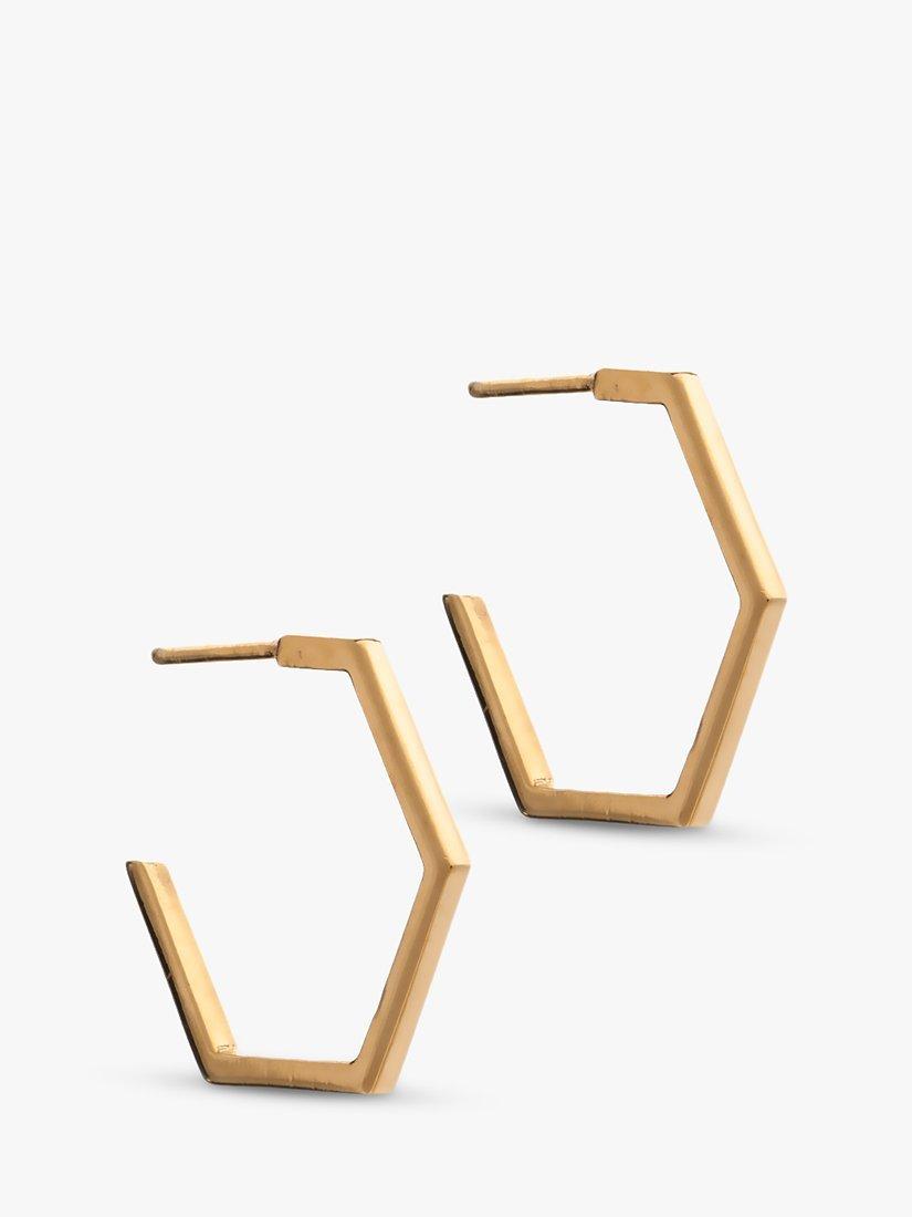 Rachel Jackson London Medium Hexagon Hoop Earrings, Gold