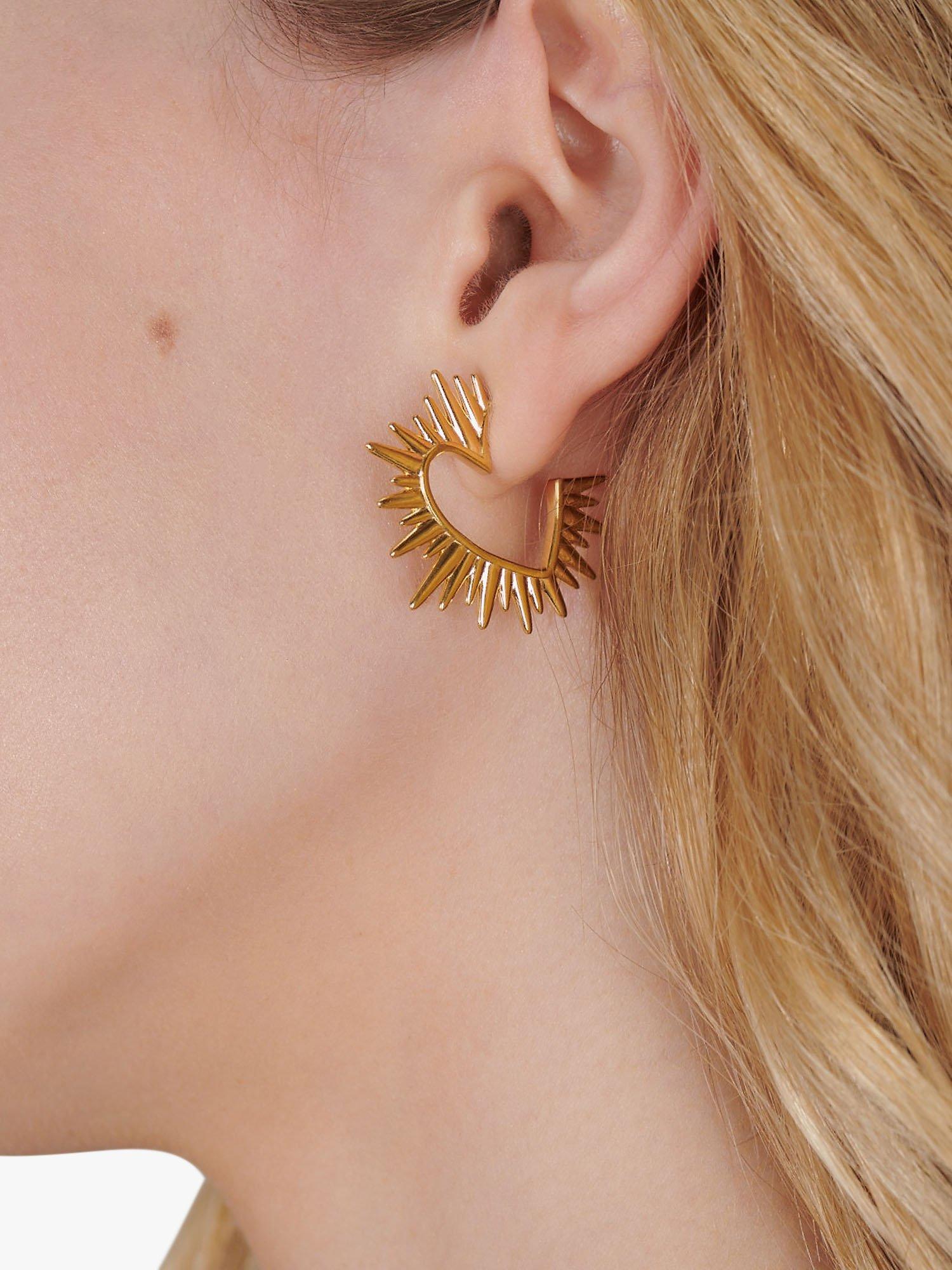 Product image 2 of 4, which shows Rachel Jackson London Electric Love Heart Hoop Earrings, Gold