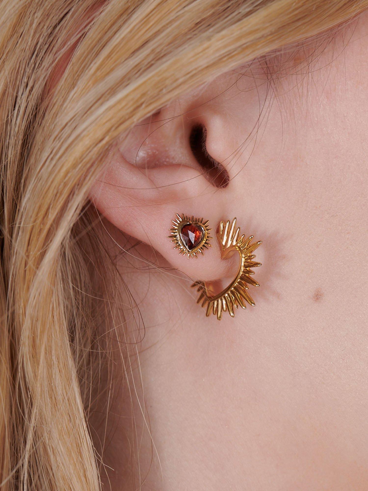 Product image 3 of 4, which shows Rachel Jackson London Electric Love Heart Hoop Earrings, Gold