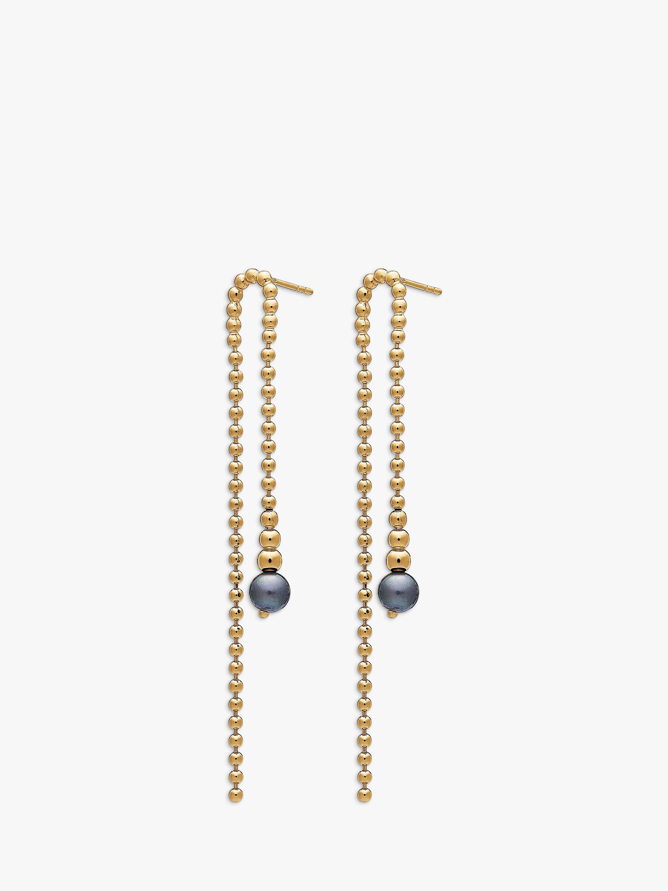 Rachel Jackson London Stellar Orb Drop Black Pearl Earrings, Gold