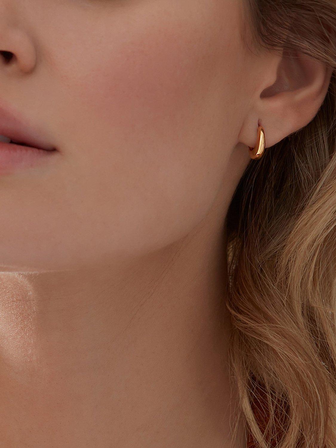 Product image 3 of 5, which shows Rachel Jackson London Chubby Huggie Hoop Earrings, Gold