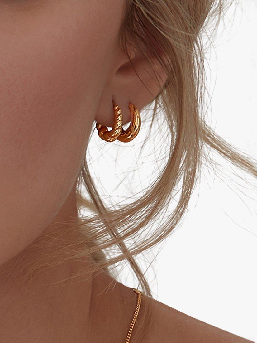 Product image 4 of 5, which shows Rachel Jackson London Chubby Huggie Hoop Earrings, Gold