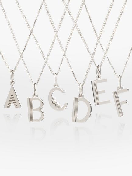 Rachel Jackson London Initial Necklace, Silver - view 2, Silver