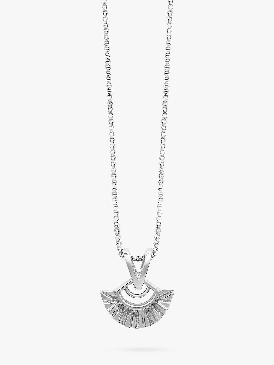 Rachel Jackson London Mini Deco Fan Necklace, Silver