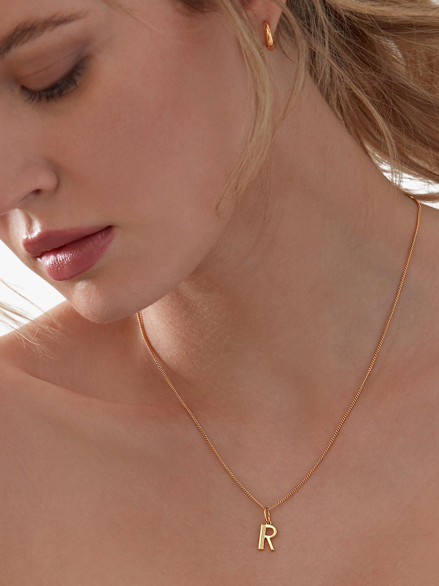Product image 2 of 4, which shows Rachel Jackson London Initial Necklace, Gold, R