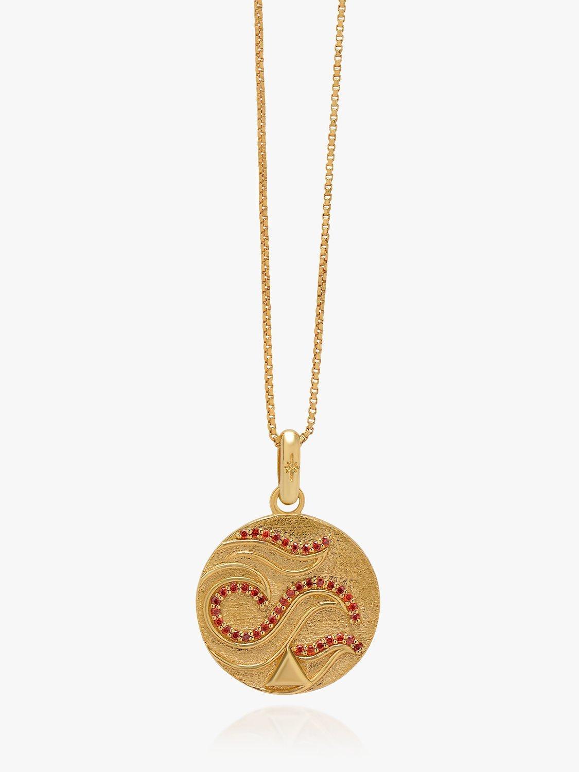 Rachel Jackson London Personalised Elements Fire Art Coin Pendant Necklace, Gold