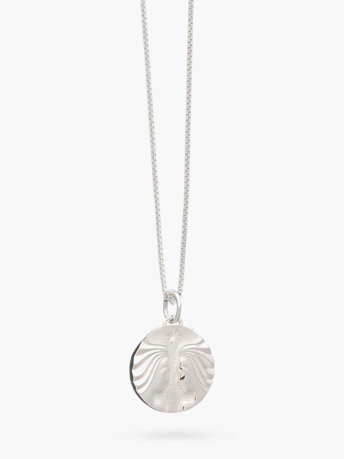 Product image 1 of 4, which shows Rachel Jackson London Personalised Zodiac Art Coin Necklace, Silver, Gemini