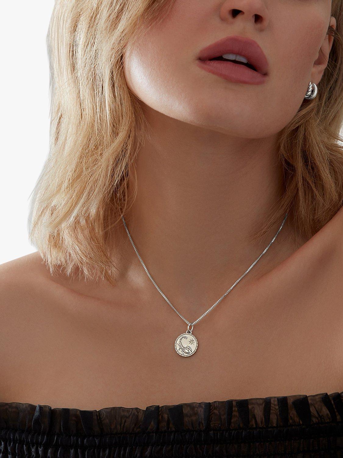 Product image 2 of 4, which shows Rachel Jackson London Personalised Zodiac Art Coin Necklace, Silver, Gemini