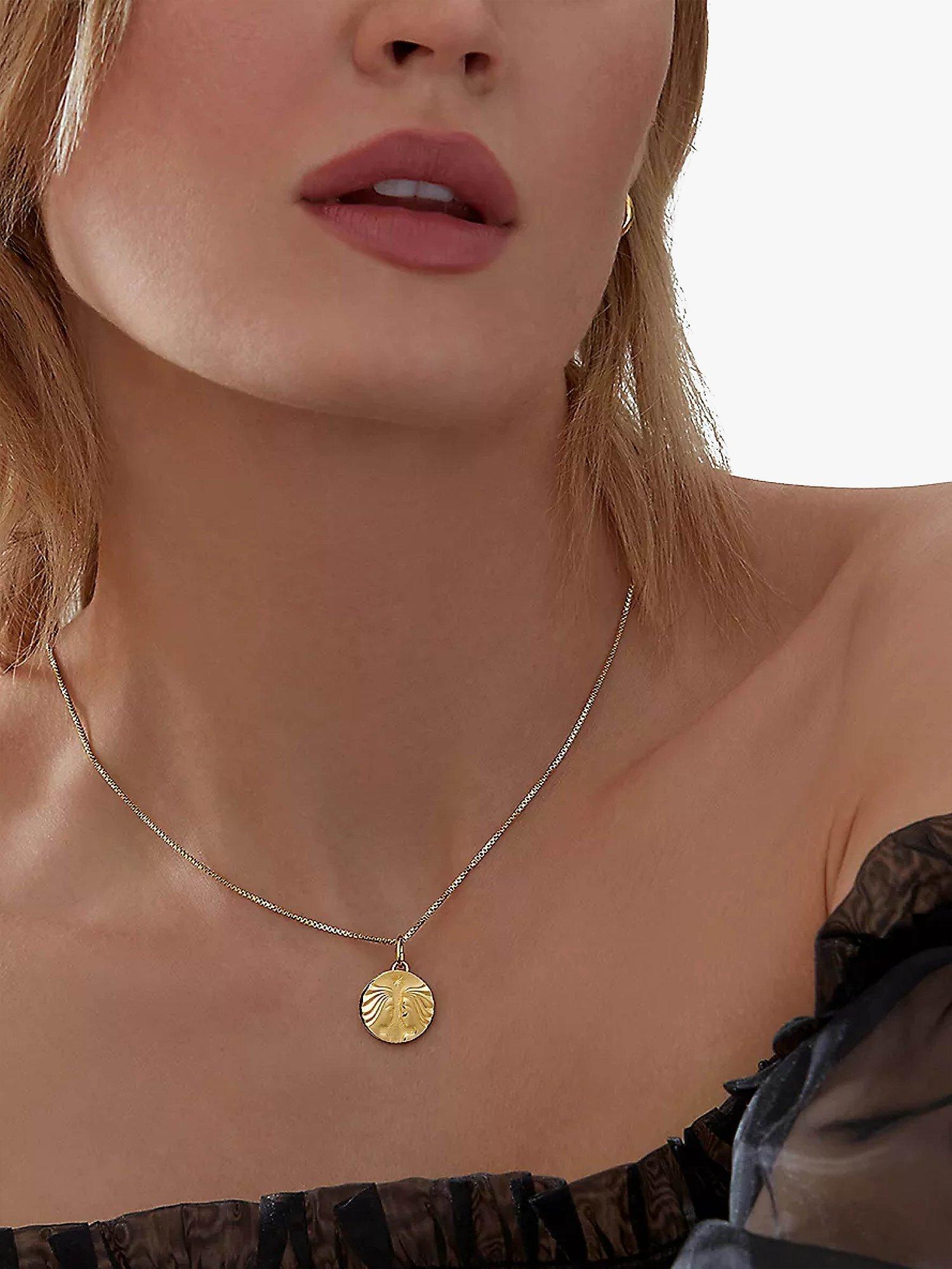 Product image 2 of 4, which shows Rachel Jackson London Personalised Zodiac Art Coin Necklace, Gold, Gemini