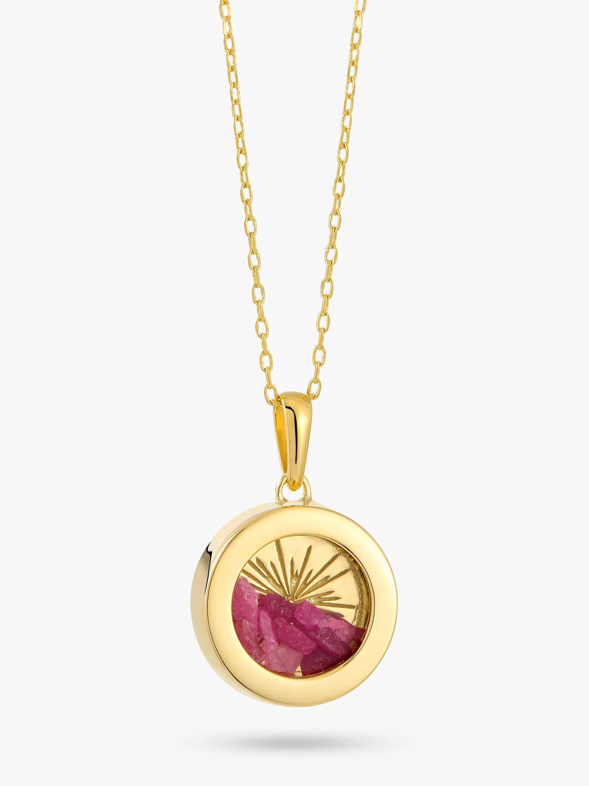 Rachel Jackson London Personalised Small Deco Sun Birthstone Amulet Necklace, Gold