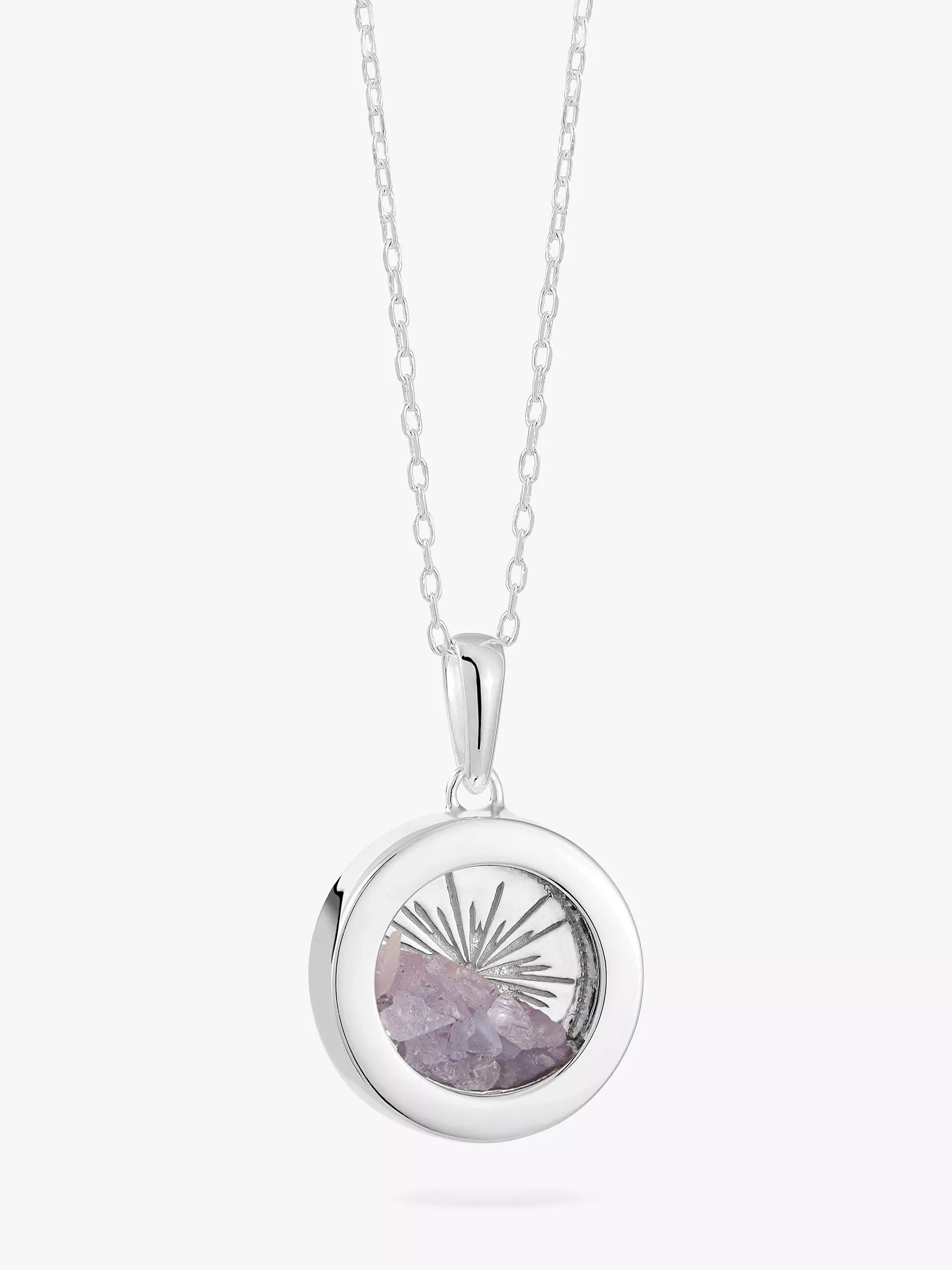 Rachel Jackson London Personalised Small Deco Sun Birthstone Amulet Necklace, Silver