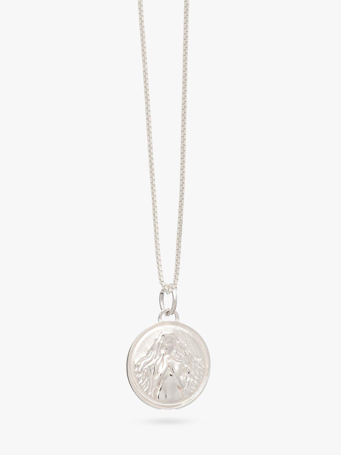Product image 1 of 4, which shows Rachel Jackson London Personalised Zodiac Art Coin Necklace, Silver, Virgo