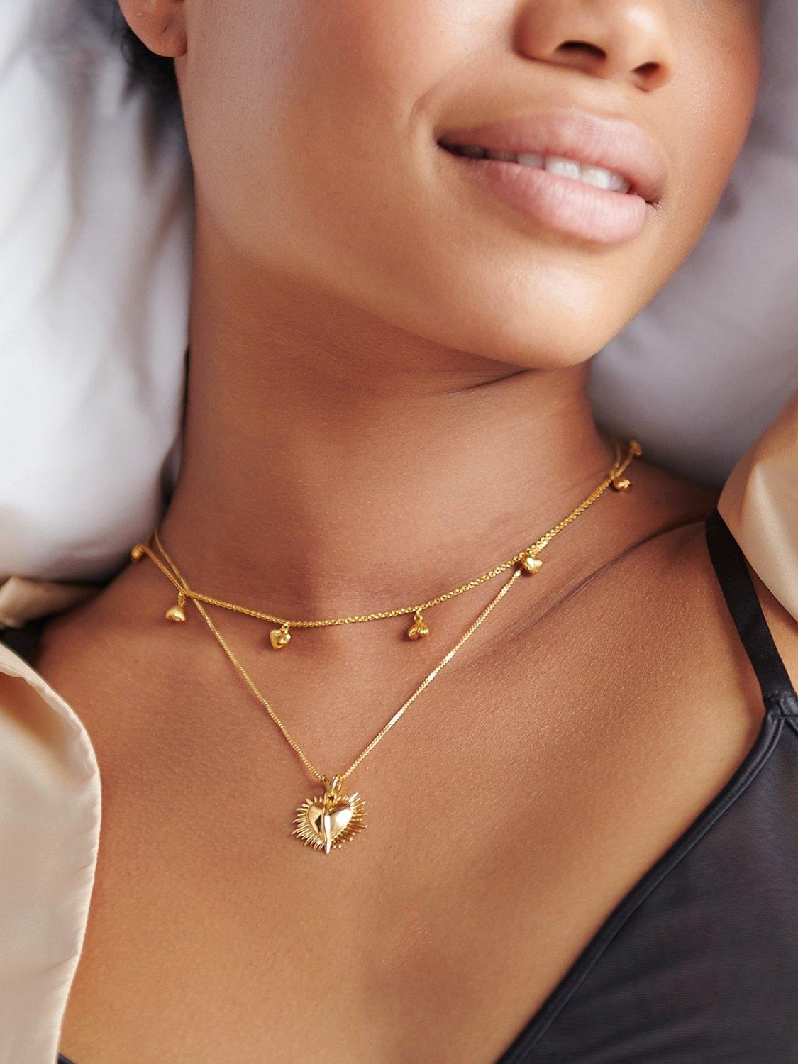 Product image 3 of 5, which shows Rachel Jackson London Personalised Untamed Love Electric Art Deco Heart Necklace, Gold