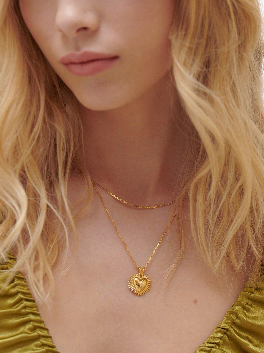 Product image 2 of 5, which shows Rachel Jackson London Personalised Untamed Love Electric Art Deco Heart Necklace, Gold